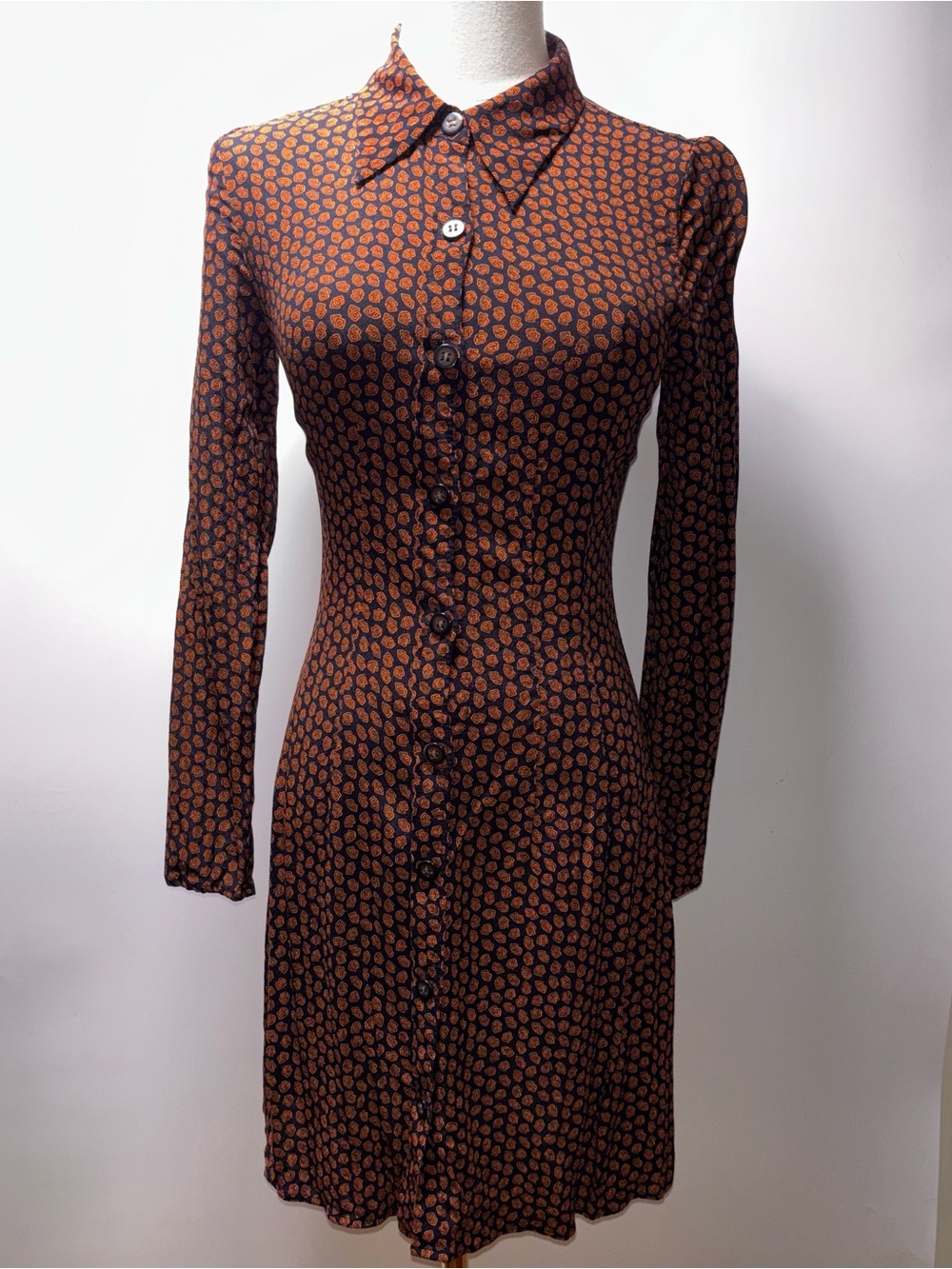 & Other Stories Long-Sleeve Button-Front Dress Size 0